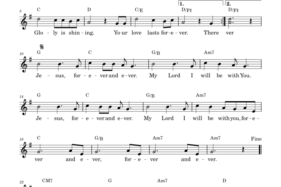 There will be No more Night - Sheet Music - G Key