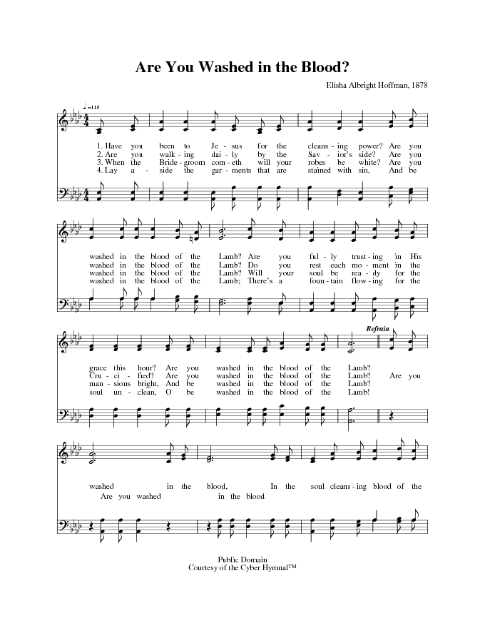 Are You Washed in the Blood - Ab Key