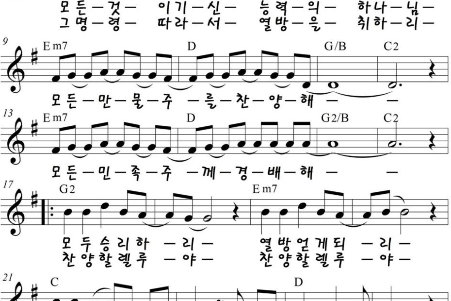 Winning All (온 세상 창조 주) - G키