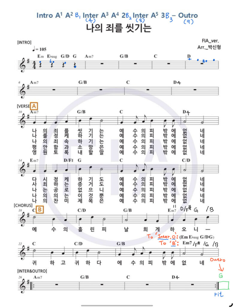 나의 죄를 씻기는 Em