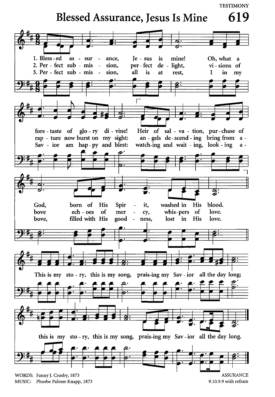 Blessed Assurance, Jesus Is Mine - D